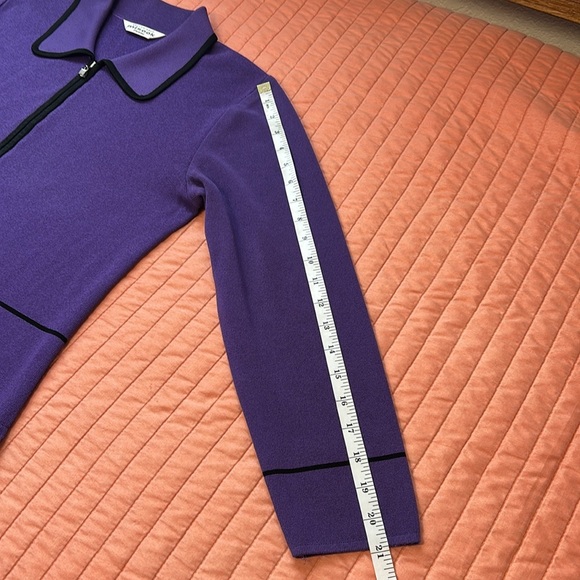 Exclusively Misook Petite Purple Black Stripe Zip Front Jacket size SP - Picture 11 of 15